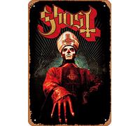 Zuhhgii Retro Metal Sign Ghost Papa Emeritus Vintage Tin Sign,Comic Style,Funny Signs,Film Movie Cinema Theater,Man Cave,Garage,Musical Pub,Brewery,Cafe,Wall Decor,Art 12x8 Inch