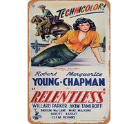 Zuhhgii Retro Movie Poster Relentless 1948 Tin Sign,Vintage of Classic Old Film Poster Metal Sign TV Bar Gift Karaoke Music Club Restaurant Man Cave Wall Decoration 8x12 Inches Plaques.