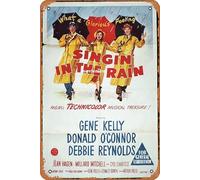 Zuhhgii Retro Movie Poster SINGIN IN THE RAIN Original One sheet Movie Poster DEBBIE REYNOLDS Gene Kelly Tin Sign 8x12 Inches,Vintage of Classic Old Film Poster Metal Sign Bar Gift Karaoke Club Man