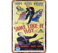 Zuhhgii Retro Movie Poster SOME LIKE IT HOT Long Daybill Movie poster Bob Hope Shirley Ross Gene Krupa Tin Sign 8x12 Inches,Vintage of Classic Old Film Poster Metal Sign Bar Gift Karaoke Club Man Cave