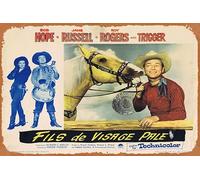 Zuhhgii Retro Movie Poster SON OF PALEFACE Vintage Lobby Card Bob Hope Jane Russell Roy Rogers Tin Sign 8x12 Inches,Vintage of Classic Old Film Poster Metal Sign Bar Gift Karaoke Club Man Cave Wall