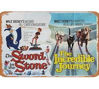 Zuhhgii Retro Movie Poster Sword In The Stone/Incredible Journey,The 1970's Tin Sign,Vintage of Classic Old Film Poster Metal Sign TV Bar Gift Karaoke Music Club Restaurant Man Cave Wall Decoration