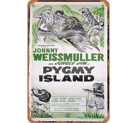 Zuhhgii Retro PYGMY ISLAND Daybill Movie Poster JUNGLE JIM Johnny Weissmuller 60sr Movies Poster Tin Sign 8x12 inches,Classic Film and Television Poster Vintage Metal Sign Art Wall Decor for Musical