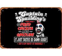 Zuhhgii Retro Tin Sign Captain Spaulding Fried Chicken and Gasoline Vintage Funny Novelty Metal Signs Man Cave Humorous Signs Movies Music Bar Art Poster Retro Print Wall Decor Garage Gifts 12x8