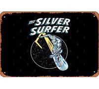Zuhhgii Retro Tin Sign Cosmic Silver Surfer Vintage Funny Novelty Metal Signs Man Cave Humorous Signs Movies Music Bar Art Poster Retro Print Wall Decor Garage Gifts 12x8 Inches