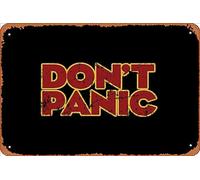 Zuhhgii Retro Tin Sign Don't Panic Vintage Funny Novelty Metal Signs Man Cave Humorous Signs Movies Music Bar Art Poster Retro Print Wall Decor Garage Gifts 12x8 Inches