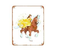 Zuhhgii Retro Tin Sign Film Tickets Beauty And The Beast Watercolor Print,Princess Belle,Movie,Horse,Kids Room Decor Vintage Tin Sign Kitchen Garage Man Cave Wall Decor Funny Karaoke Gift Bar TV drama