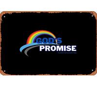 Zuhhgii Retro Tin Sign God's Promise Rainbow Shirt Vintage Funny Novelty Metal Signs Man Cave Humorous Signs Movies Music Bar Art Poster Retro Print Wall Decor Garage Gifts 12x8 Inches