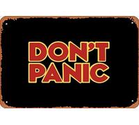 Zuhhgii Retro Tin Sign Hitchhiker Galaxy Don't Panic Vintage Funny Novelty Metal Signs Man Cave Humorous Signs Movies Music Bar Art Poster Retro Print Wall Decor Garage Gifts 12x8 Inches