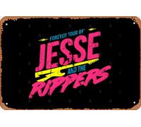 Zuhhgii Retro Tin Sign Jesse and the Rippers: Forever Tour 89' Vintage Funny Novelty Metal Signs Man Cave Humorous Signs Movies Music Bar Art Poster Retro Print Wall Decor Garage Gifts 12x8 Inches