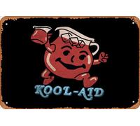 Zuhhgii Retro Tin Sign Kool-Aid Retro Logo Vintage Funny Novelty Metal Signs Man Cave Humorous Signs Movies Music Bar Art Poster Retro Print Wall Decor Garage Gifts 12x8 Inches