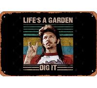 Zuhhgii Retro Tin Sign Life's A Garden Dig It Vintage Funny Novelty Metal Signs Man Cave Humorous Signs Movies Music Bar Art Poster Retro Print Wall Decor Garage Gifts 12x8 Inches