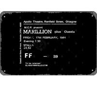 Zuhhgii Retro Tin Sign Marillion 17th of April 1984 Glasgow Apollo Fugazi Tour Ticket Repro Vintage Funny Novelty Metal Signs Man Cave Humorous Signs Movies Music Bar Art Poster Retro Print Wall Decor