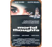 Zuhhgii Retro Tin Sign MORTAL THOUGHTS Original Daybill Movie Poster DEMI MOORE Bruce Willis Classic Movie TV Poster Decor Wall Art Painting Poster Musical Bar Pub Cafe Wall Kitchen Bathroo Poster