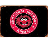 Zuhhgii Retro Tin Sign Muppets Emotional Support Animal Vintage Funny Novelty Metal Signs Man Cave Humorous Signs Movies Music Bar Art Poster Retro Print Wall Decor Garage Gifts 12x8 Inches