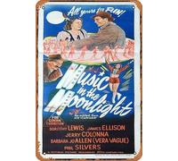 Zuhhgii Retro Tin Sign MUSIC IN THE MOONLIGHT aka ICE CAPADES Original 1940s Daybill Movie poster Classic Movie TV Poster Decor Wall Art Painting Poster Musical Bar Pub Cafe Wall Kitchen Bathroo