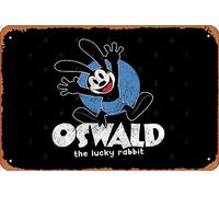 Zuhhgii Retro Tin Sign oswald the lucky rabbit Vintage Funny Novelty Metal Signs Man Cave Humorous Signs Movies Music Bar Art Poster Retro Print Wall Decor Garage Gifts 12x8 Inches