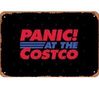 Zuhhgii Retro Tin Sign Panic at the Costco Vintage Funny Novelty Metal Signs Man Cave Humorous Signs Movies Music Bar Art Poster Retro Print Wall Decor Garage Gifts 12x8 Inches