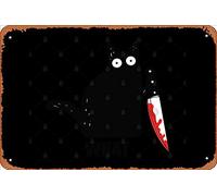 Zuhhgii Retro Tin Sign Spooky Lockdown Cat Vintage Funny Novelty Metal Signs Man Cave Humorous Signs Movies Music Bar Art Poster Retro Print Wall Decor Garage Gifts 12x8 Inches