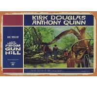 Zuhhgii Retro Tin Sign THE LAST TRAIN FROM GUN HILL Original Lobby Card 1 Kirk Douglas Anthony Quinn Retro of Classic Old Film Poster Metal Sign TV Bar Man Cave Wall Decor 8x12 Inches.
