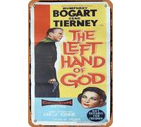 Zuhhgii Retro Tin Sign THE LEFT HAND OF GOD Original Daybill Movie Poster Humphrey Bogart Retro of Classic Old Film Poster Metal Sign TV Bar Man Cave Wall Decor 8x12 Inches.