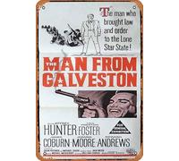 Zuhhgii Retro Tin Sign THE MAN FROM GALVESTON Original Daybill Movie PosterJeffrey Hunter Preston Foster James Coburn Retro of Classic Old Film Poster Metal Sign TV Bar Man Cave Wall Decor 8x12 Inches