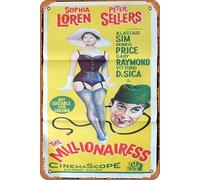 Zuhhgii Retro Tin Sign THE MILLIONAIRESS Daybill Movie poster Sophia Loren Peter Sellers Retro of Classic Old Film Poster Metal Sign TV Bar Man Cave Wall Decor 8x12 Inches.