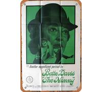 Zuhhgii Retro Tin Sign THE NANNY One Sheet Movie Poster Hammer Horror Bette Davis Retro of Classic Old Film Poster Metal Sign TV Bar Man Cave Wall Decor 8x12 Inches.