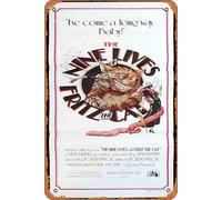 Zuhhgii Retro Tin Sign THE NINE LIVES OF FRITZ THE CAT Rare original poster Retro of Classic Old Film Poster Metal Sign TV Bar Man Cave Wall Decor 8x12 Inches.
