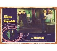 Zuhhgii Retro Tin Sign THE RAT RACE Lobby card 3 1960 Tony Curtis Debbie Reynolds Retro of Classic Old Film Poster Metal Sign TV Bar Man Cave Wall Decor 8x12 Inches.
