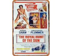 Zuhhgii Retro Tin Sign THE ROYAL HUNT OF THE SUN Original Daybill Movie Poster Robert Shaw Christopher Plummer Retro of Classic Old Film Poster Metal Sign TV Bar Man Cave Wall Decor 8x12 Inches.