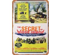 Zuhhgii Retro Tin Sign THE SECRET OF BLOOD ISLAND Original daybill Movie poster Barbara Shelley Hammer Film Movie Metal Sign Poster,Vintage Classic Film Television Poster Bar Club Wall Art Decor 8x12