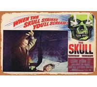 Zuhhgii Retro Tin Sign THE SKULL Lobby Card 2 Peter Cushing Christopher Lee Amicus Horror Retro of Classic Old Film Poster Metal Sign TV Bar Man Cave Wall Decor 8x12 Inches.