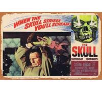 Zuhhgii Retro Tin Sign THE SKULL Lobby Card 8 Peter Cushing Christopher Lee Amicus Horror Retro of Classic Old Film Poster Metal Sign TV Bar Man Cave Wall Decor 8x12 Inches.