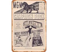 Zuhhgii Retro Tin Sign THE STRIP Rare AUSTRALIAN Movie Press Sheet Mickey Rooney Sally Forrest Retro of Classic Old Film Poster Metal Sign TV Bar Man Cave Wall Decor 8x12 Inches.