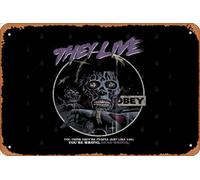Zuhhgii Retro Tin Sign They Live (DISTRESSED),John carpenter, horror Vintage Funny Novelty Metal Signs Man Cave Humorous Signs Movies Music Bar Art Poster Retro Print Wall Decor Garage Gifts 12x8