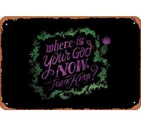Zuhhgii Retro Tin Sign Where Is Your God Now John Knox? Vintage Funny Novelty Metal Signs Man Cave Humorous Signs Movies Music Bar Art Poster Retro Print Wall Decor Garage Gifts 12x8 Inches