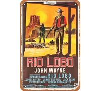 Zuhhgii Rio Lobo Movie Poster Retro Film Tin Sign Cafe Restaurant Home Wall Retro Club Restaurant Man Cave Gift Vintage Metal Sign 12x8 inch.