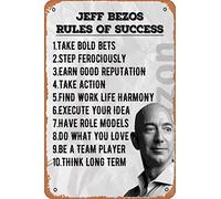 Zuhhgii Rules of Success Jeff Bezos Quote Funny Vintage Tin Sign Wall Anime Cartoon Poster Retro Iron Painting Metal Plaque for Bar Cafe Garage Home Gift Birthday Wedding 12x8 inch.