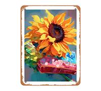 Zuhhgii Sunflower Oil Painting 3 Art Print - Vintage Poster 8x12 Inches Retro Vintage Metal Tin Sign for Home Bar Pub Garage Decor Gifts