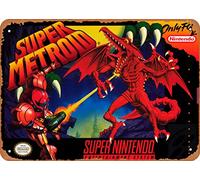 Zuhhgii The Classic Arcade Video Game Poster Metal Tin Sign SNES SUPER METROID COVER Snes Games Covers Wall Art Decor Tin Sign-8x12inch