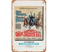 Zuhhgii The Great Northfield Minnesota Raid Movie Poster Retro Film Tin Sign Cafe Restaurant Home Wall Retro Club Restaurant Man Cave Gift Vintage Metal Sign 12x8 inch.
