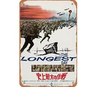 Zuhhgii The Longest Day Movie Poster Retro Film Tin Sign Cafe Restaurant Home Wall Retro Club Restaurant Man Cave Gift Vintage Metal Sign 12x8 inch.