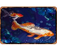 Zuhhgii The magic Koifishes Magic and Fantasy Animals and Creatures Concept Art Metal Tin Sign - 8x12 Vintage Look Poster Wall Decor Plaque