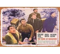 Zuhhgii Tin Sign Retro GUNS OF NAVARONE 1966r Original Lobby Card 3 Gregory Peck Movie Tin Sign Poster,Retro Vintage Metal Classic Film and Television Poster Bar Club Movie Wall Art Decoration 8x12