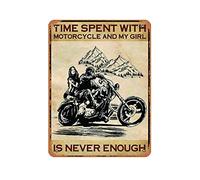 Zuhhgii Tin Sign Vintage Ride A Motorbike Canvas Poster Time Spent With Motorcycle And My Girl Is Never Enough Wall Decor Decorations Art Poster Gift Metal Sign 8x12Inch