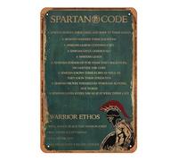 Zuhhgii Tin Signs Vintage Office Decor Funny Metal Tin Signs Garage Man Cave Wall Decor Gift Cool Stuff for Women Men Outdoor&Indoor-Spartan poster a spartan lives every day as if it were their last