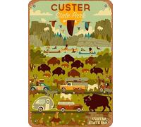 Zuhhgii Tin Signs Vintage Office Decor Funny Metal Tin Signs Garage Man Cave Wall Decor Gift Cool Stuff for Women Men Outdoor&Indoor-Custer State Park,South Dakota,Geometric Metal Sign 8x12Inch