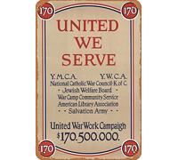 Zuhhgii United We Serve YMCA Movie Poster Retro Film Tin Sign Cafe Restaurant Home Wall Retro Club Restaurant Man Cave Gift Vintage Metal Sign 12x8 inch.