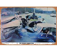 Zuhhgii Vintage Classic Movie Poster Tin Sign THE FRENCH CONNECTION Original Lobby Card 1 Gene Hackman Roy Scheider Retro Metal Film TV Poster Gift Karaoke Bar Pub Club Decorative Wall Plates Man Cave